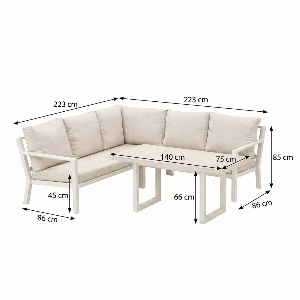 Dining Loungeset Brozzi - Creme - 5-zits Dining Loungeset Brozzi - Creme - 5-zits