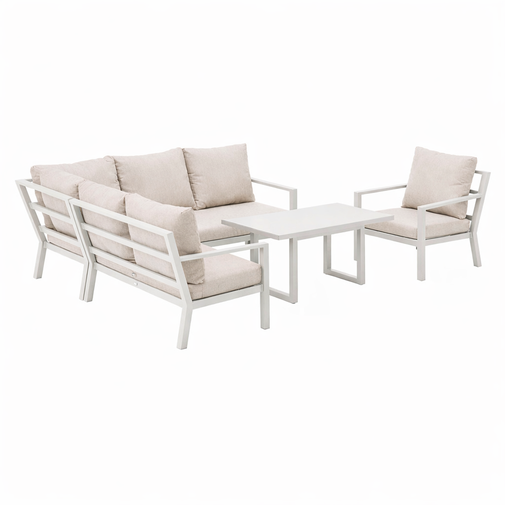 Dining Loungeset Brozzi - Creme - 6-zits Extra Dining Loungeset Brozzi - Creme - 6-zits Extra