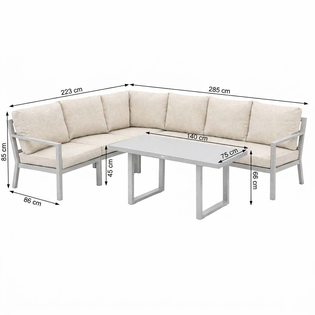 Loungeset Brozzi - Milky Grey - 6-zits Extra Loungeset Brozzi - Milky Grey - 6-zits Extra