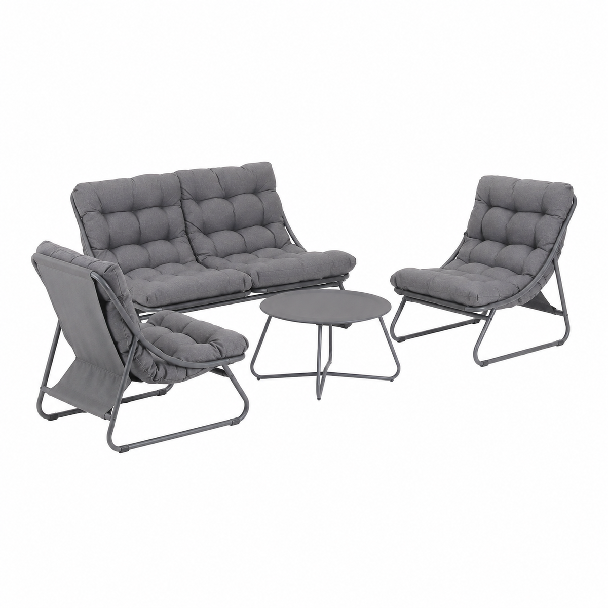 Bank-stoel Loungeset Buvolo - Antraciet - 4-zits Bank-stoel Loungeset Buvolo - Antraciet - 4-zits