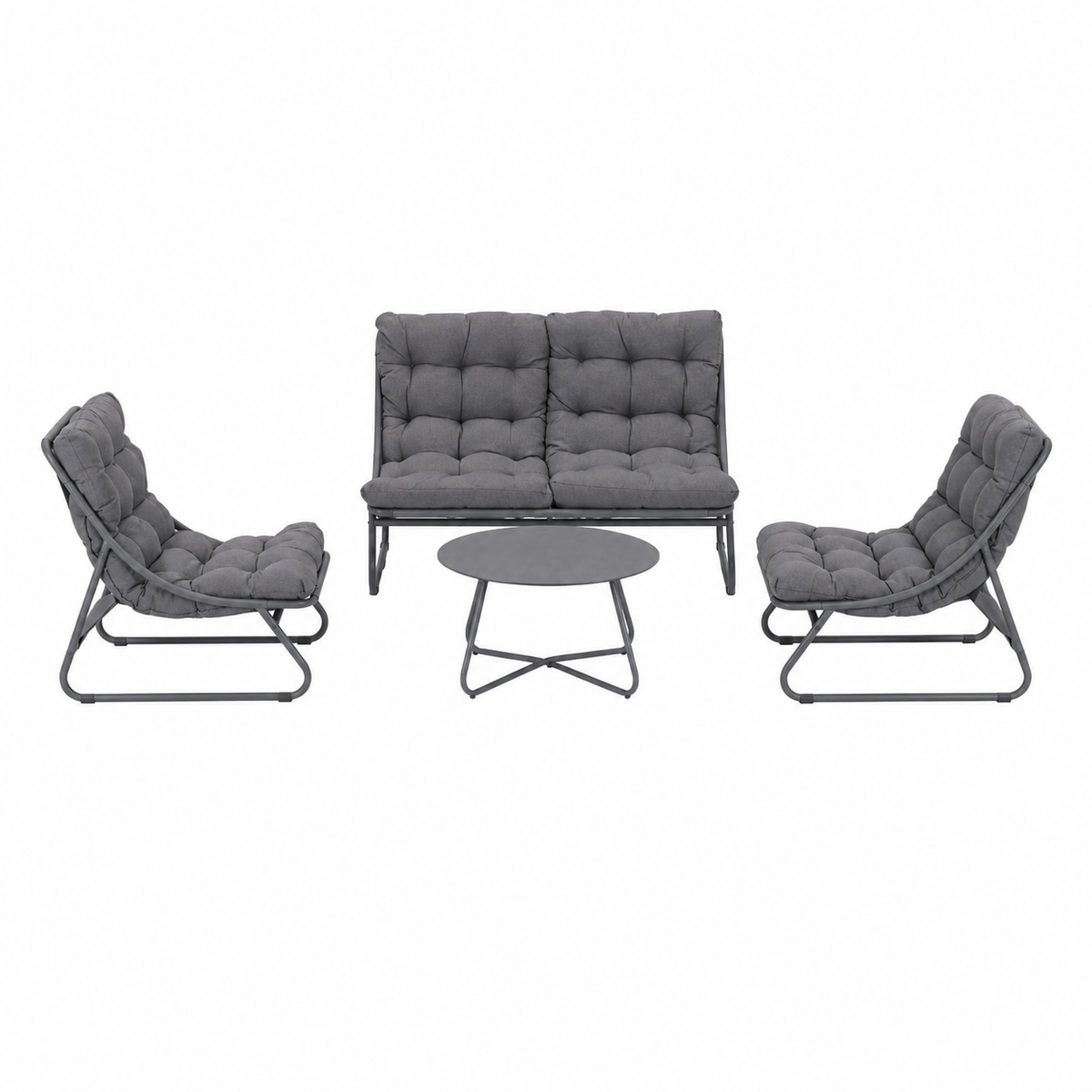 Bank-stoel Loungeset Buvolo - Antraciet - 4-zits Bank-stoel Loungeset Buvolo - Antraciet - 4-zits