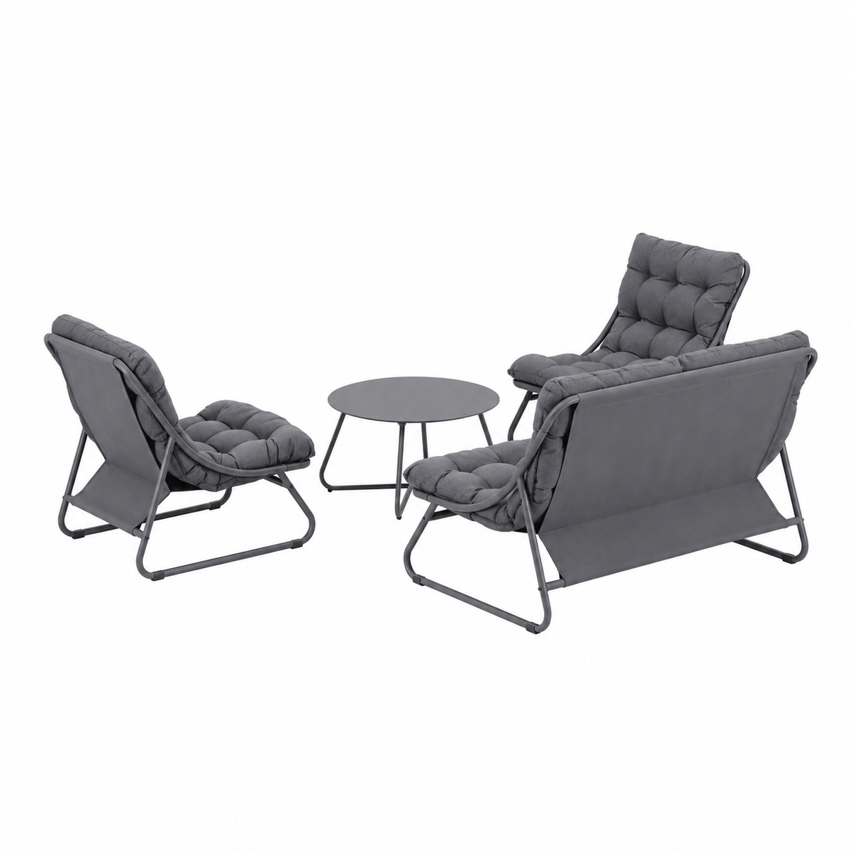 Bank-stoel Loungeset Buvolo - Antraciet - 4-zits Bank-stoel Loungeset Buvolo - Antraciet - 4-zits
