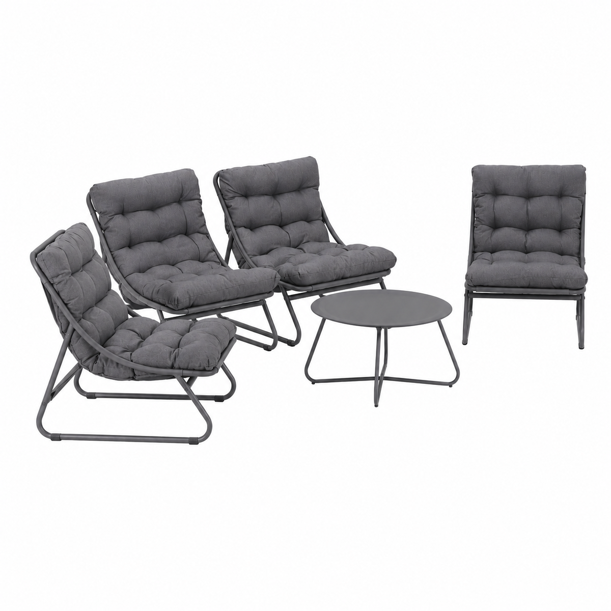 Bank-stoel Loungeset Buvolo - Antraciet - 4-zits Extra Bank-stoel Loungeset Buvolo - Antraciet - 4-zits Extra