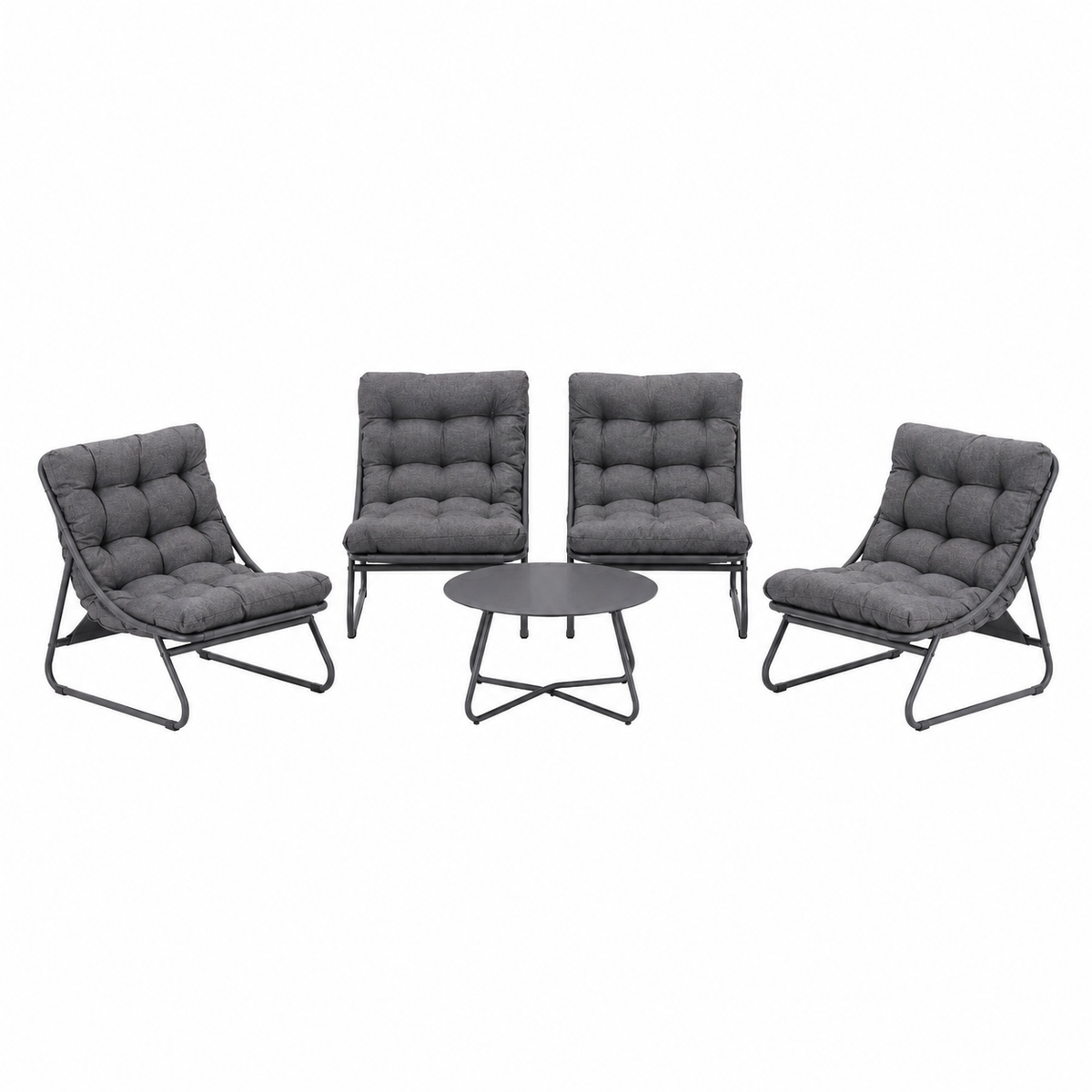 Bank-stoel Loungeset Buvolo - Antraciet - 4-zits Extra Bank-stoel Loungeset Buvolo - Antraciet - 4-zits Extra