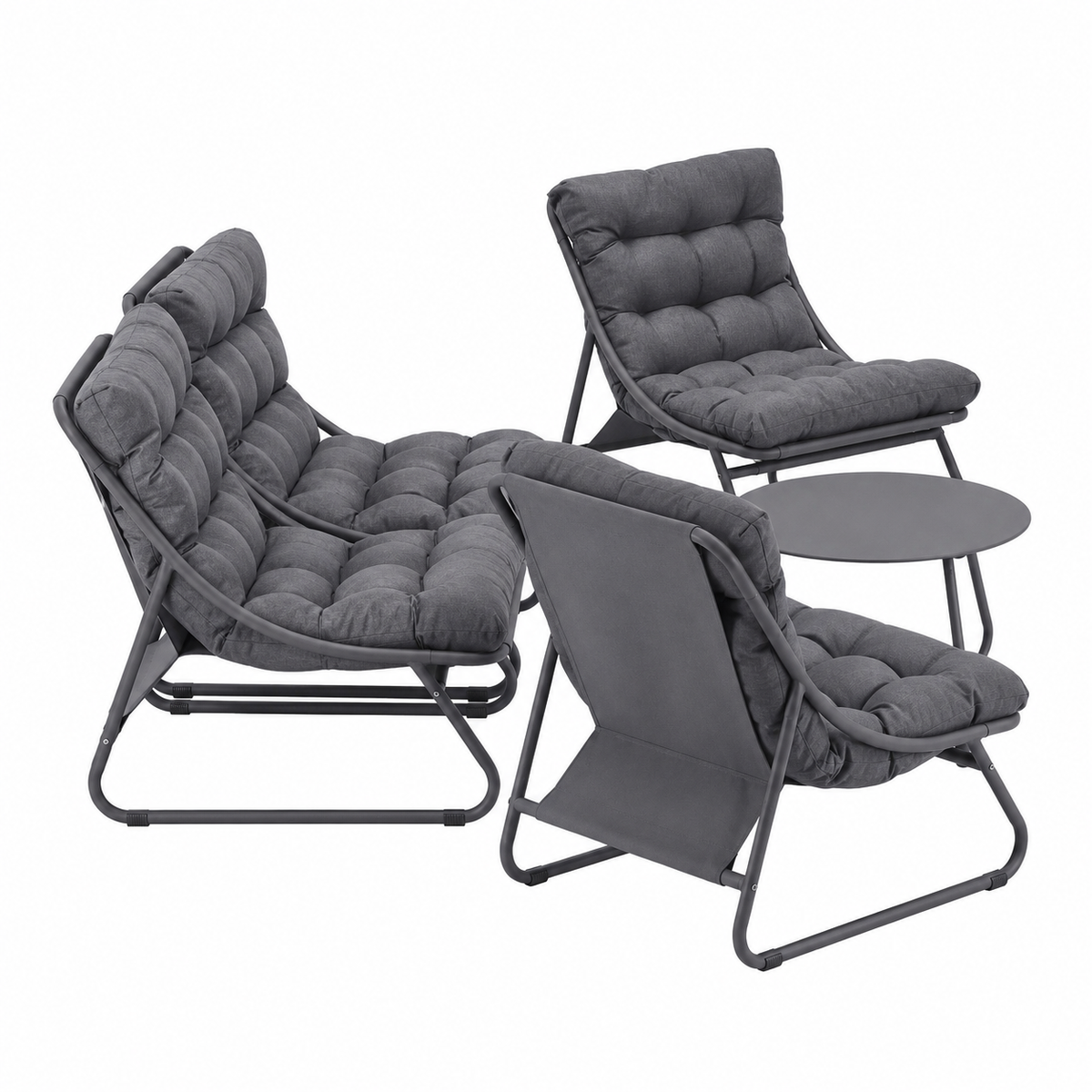Bank-stoel Loungeset Buvolo - Antraciet - 4-zits Extra Bank-stoel Loungeset Buvolo - Antraciet - 4-zits Extra