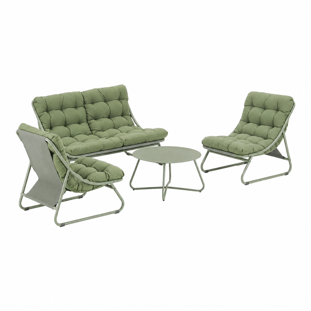 Bank-stoel Loungeset Buvolo - Groen - 4-zits Bank-stoel Loungeset Buvolo - Groen - 4-zits