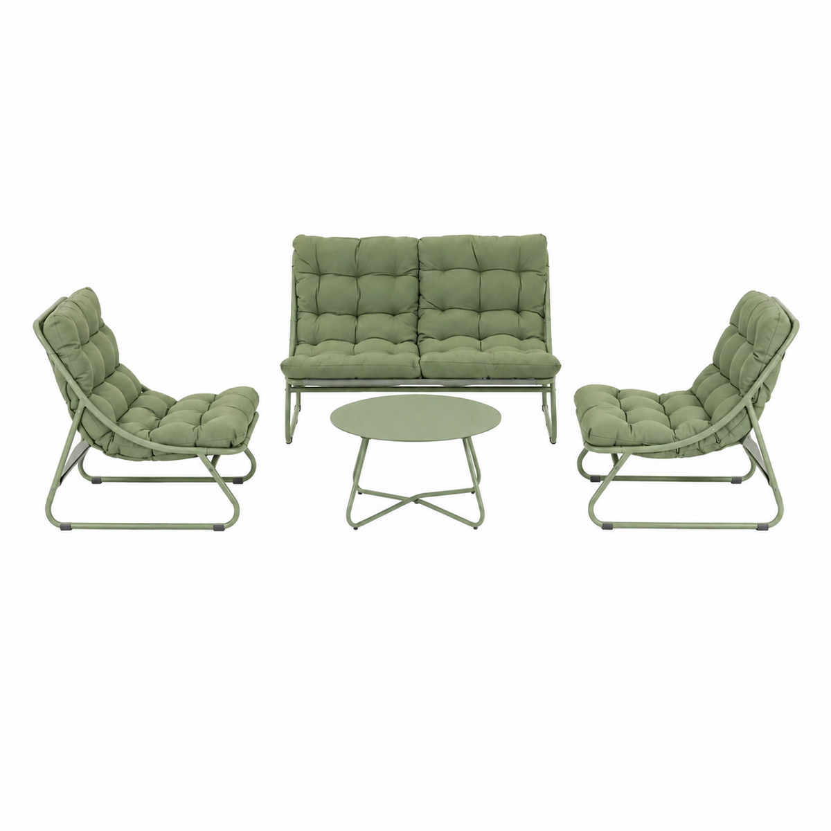 Bank-stoel Loungeset Buvolo - Groen - 4-zits Bank-stoel Loungeset Buvolo - Groen - 4-zits
