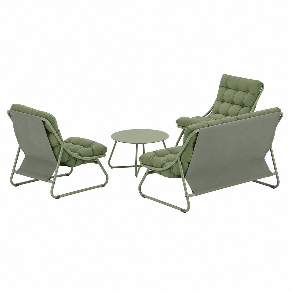 Bank-stoel Loungeset Buvolo - Groen - 4-zits Extra Bank-stoel Loungeset Buvolo - Groen - 4-zits Extra