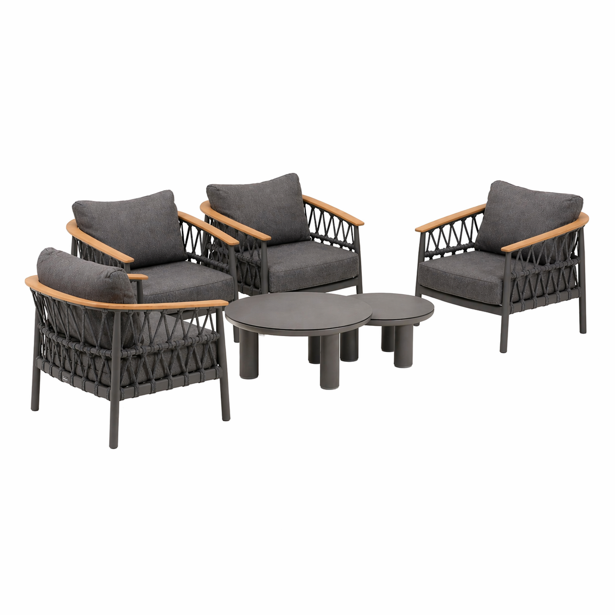 Bank-stoel Loungeset Coltano - Antraciet - 4-zits Bank-stoel Loungeset Coltano - Antraciet - 4-zits
