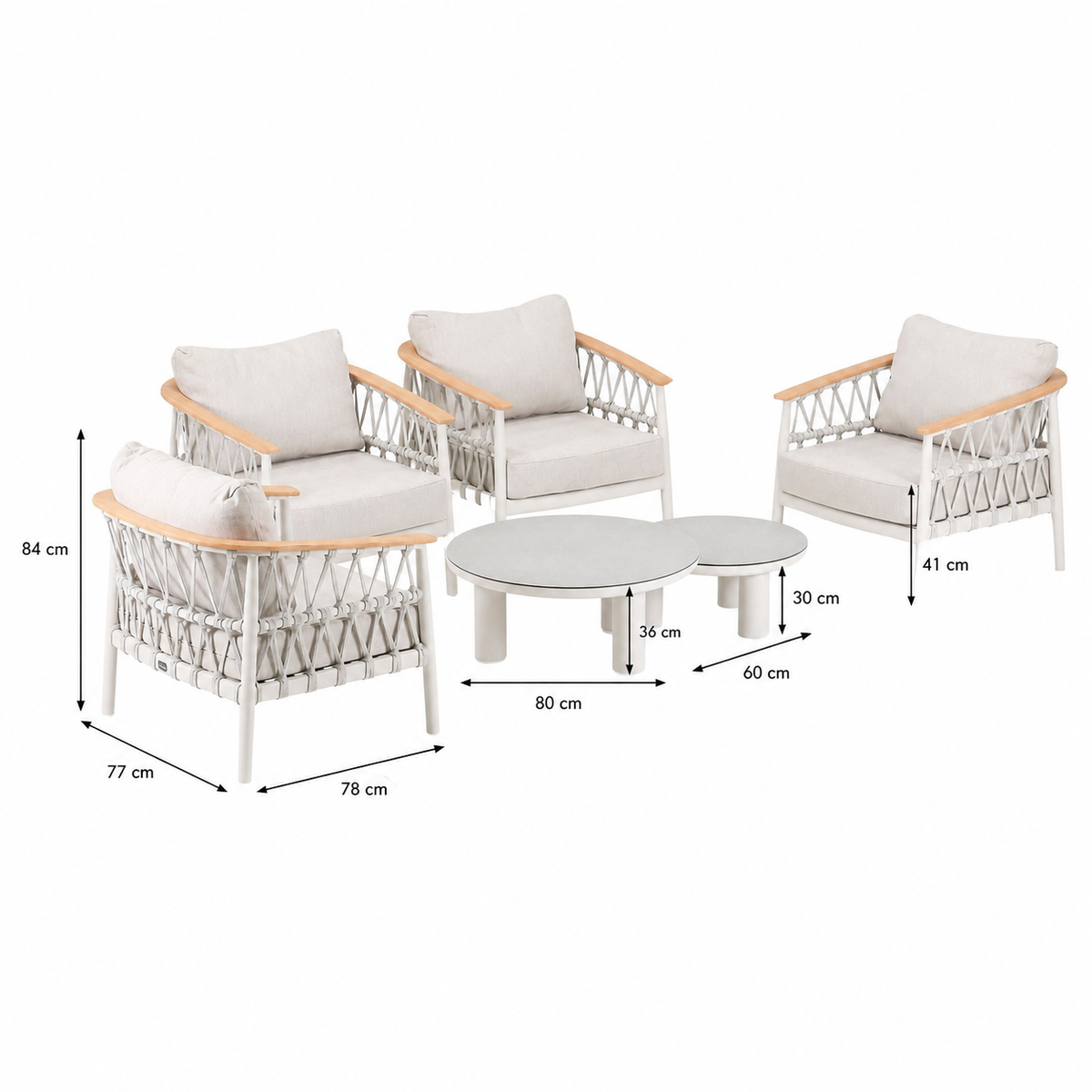 Bank-stoel Loungeset Coltano - Crème - 4-zits Bank-stoel Loungeset Coltano - Crème - 4-zits