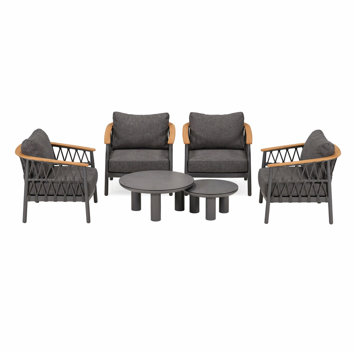 Bank-stoel Loungeset Coltano - Antraciet - 4-zits Bank-stoel Loungeset Coltano - Antraciet - 4-zits