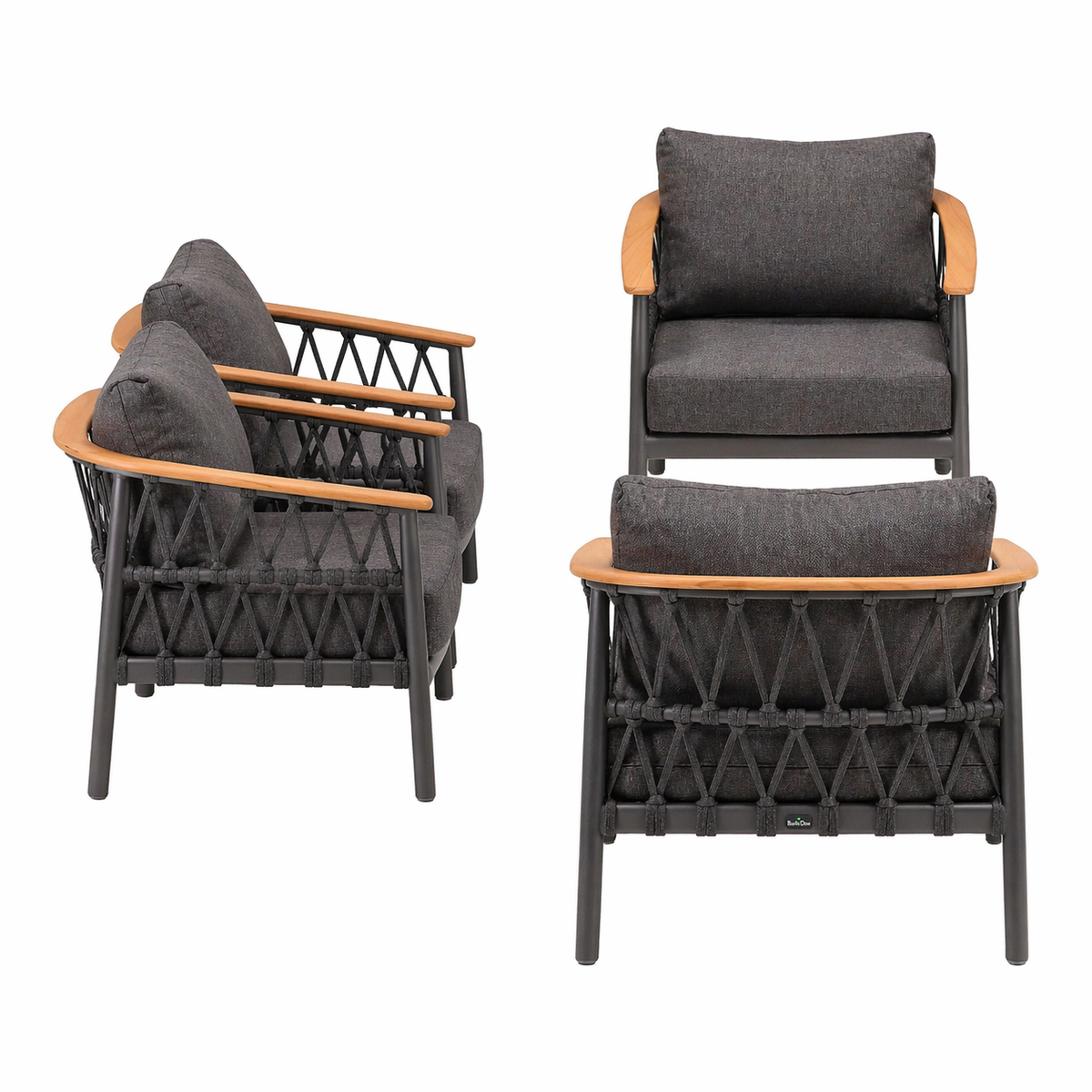 Bank-stoel Loungeset Coltano - Antraciet - 4-zits Bank-stoel Loungeset Coltano - Antraciet - 4-zits
