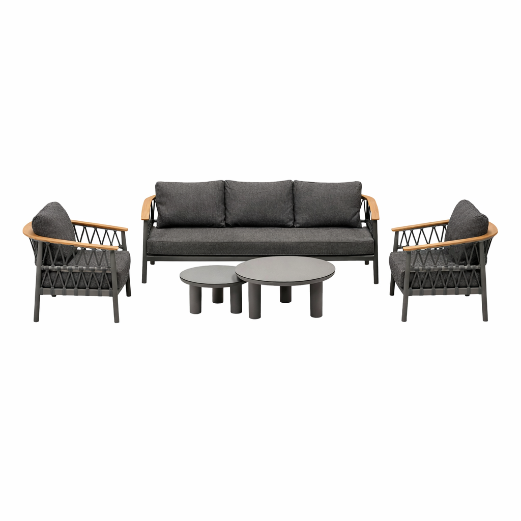 Bank-stoel Loungeset Coltano - Antraciet - 5-zits Bank-stoel Loungeset Coltano - Antraciet - 5-zits