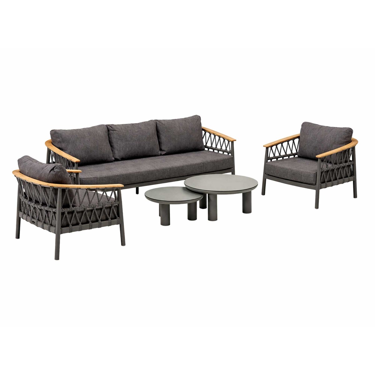 Bank-stoel Loungeset Coltano - Antraciet - 5-zits Bank-stoel Loungeset Coltano - Antraciet - 5-zits