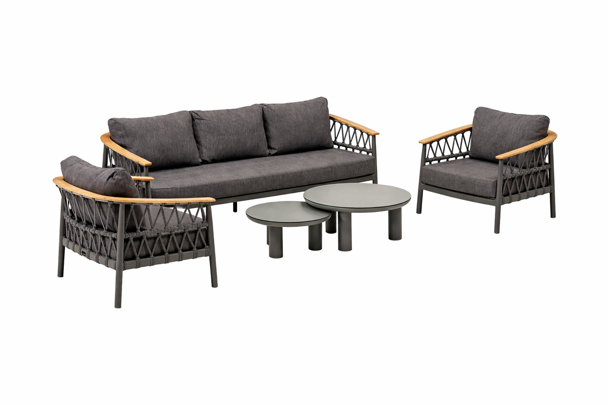 Bank-stoel Loungeset Coltano - Antraciet - 5-zits Bank-stoel Loungeset Coltano - Antraciet - 5-zits