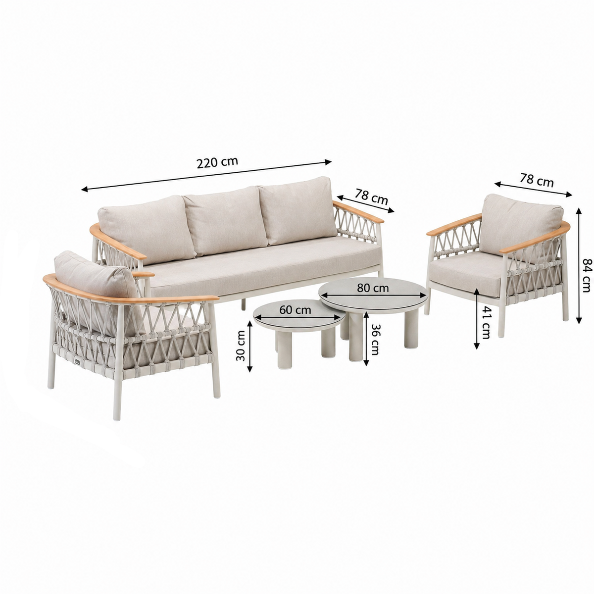 Bank-stoel Loungeset Coltano - Crème - 5-zits Bank-stoel Loungeset Coltano - Crème - 5-zits
