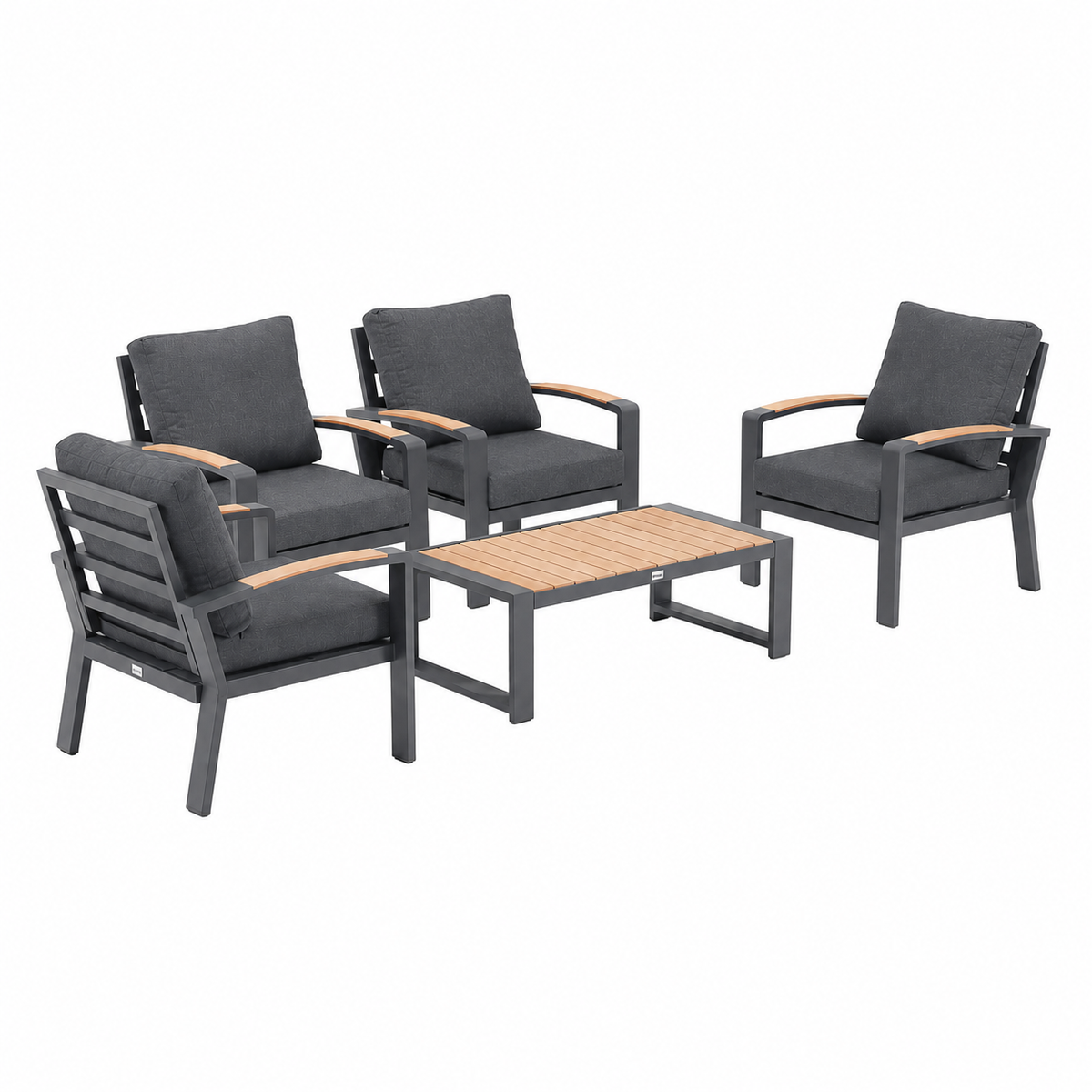 Bank-stoel Loungeset Foxton - Antraciet - 4-zits Extra Bank-stoel Loungeset Foxton - Antraciet - 4-zits Extra
