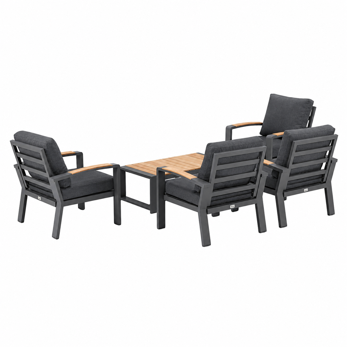 Bank-stoel Loungeset Foxton - Antraciet - 4-zits Extra Bank-stoel Loungeset Foxton - Antraciet - 4-zits Extra