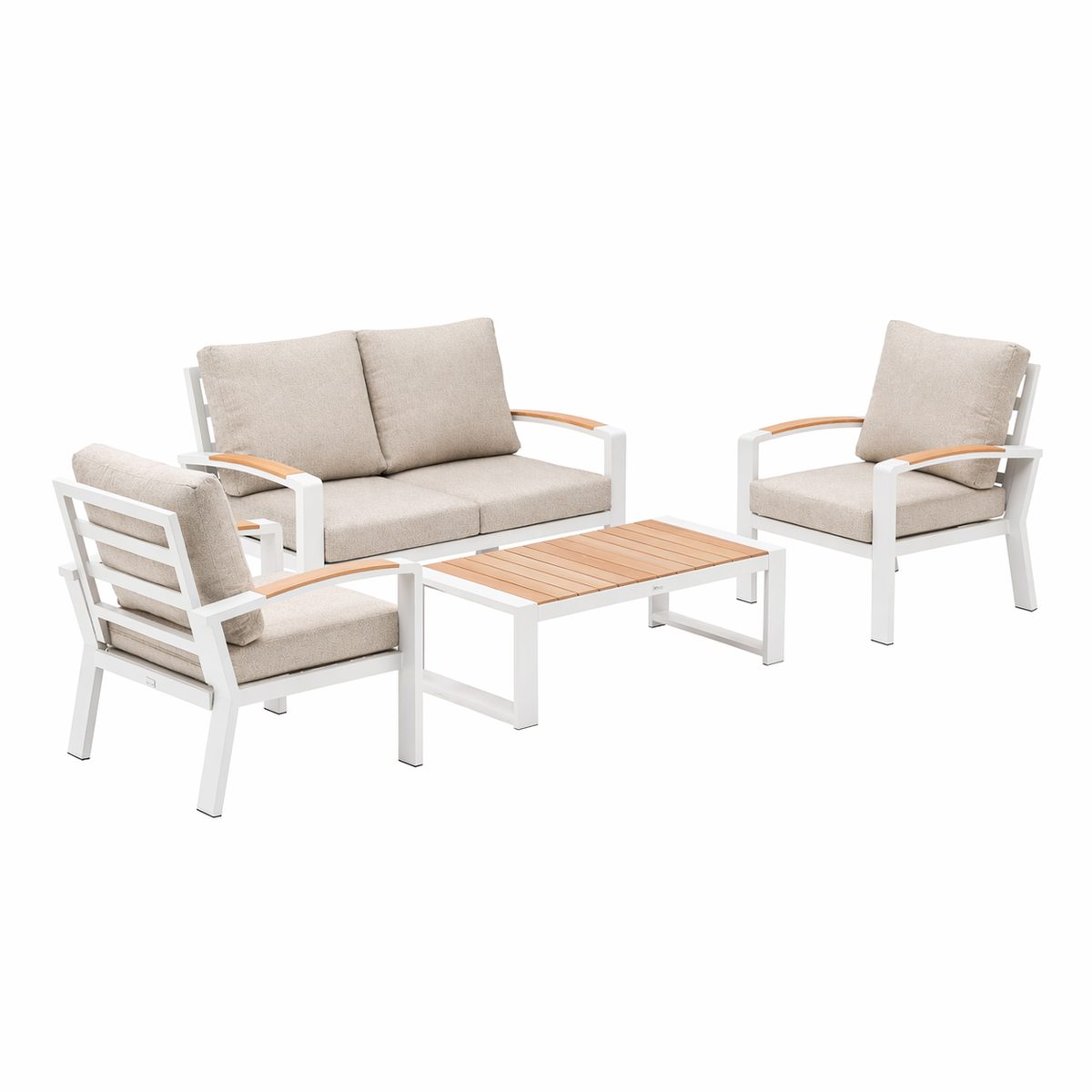 Bank-stoel Loungeset Foxton - Wit - 4-zits Bank-stoel Loungeset Foxton - Wit - 4-zits