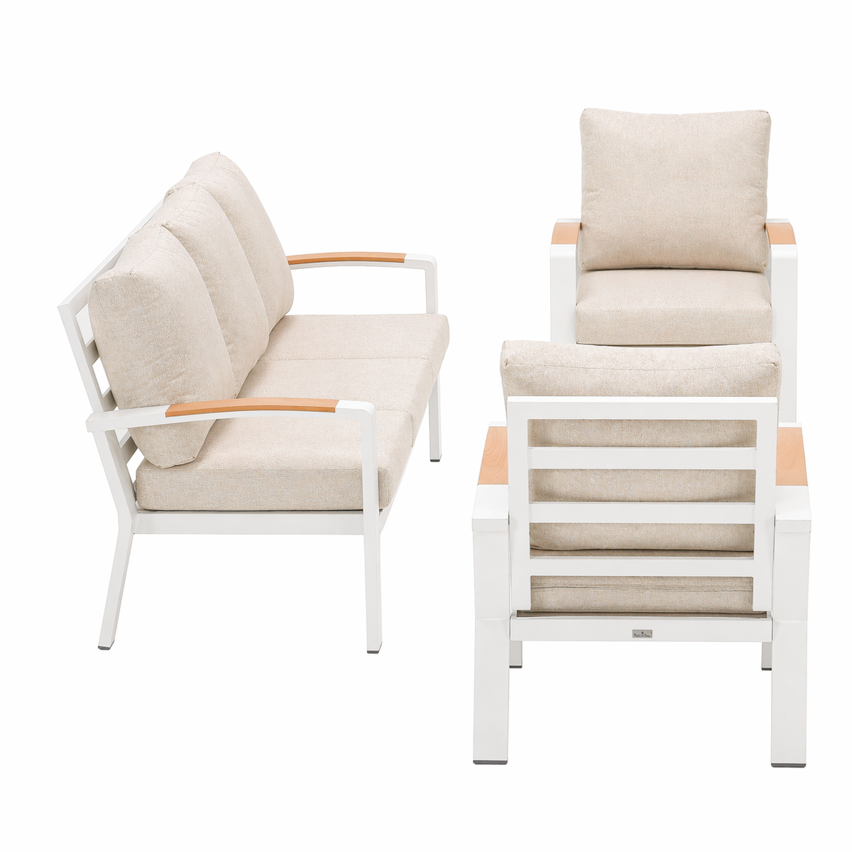 Bank-stoel Loungeset Foxton - Wit - 5-zits Bank-stoel Loungeset Foxton - Wit - 5-zits