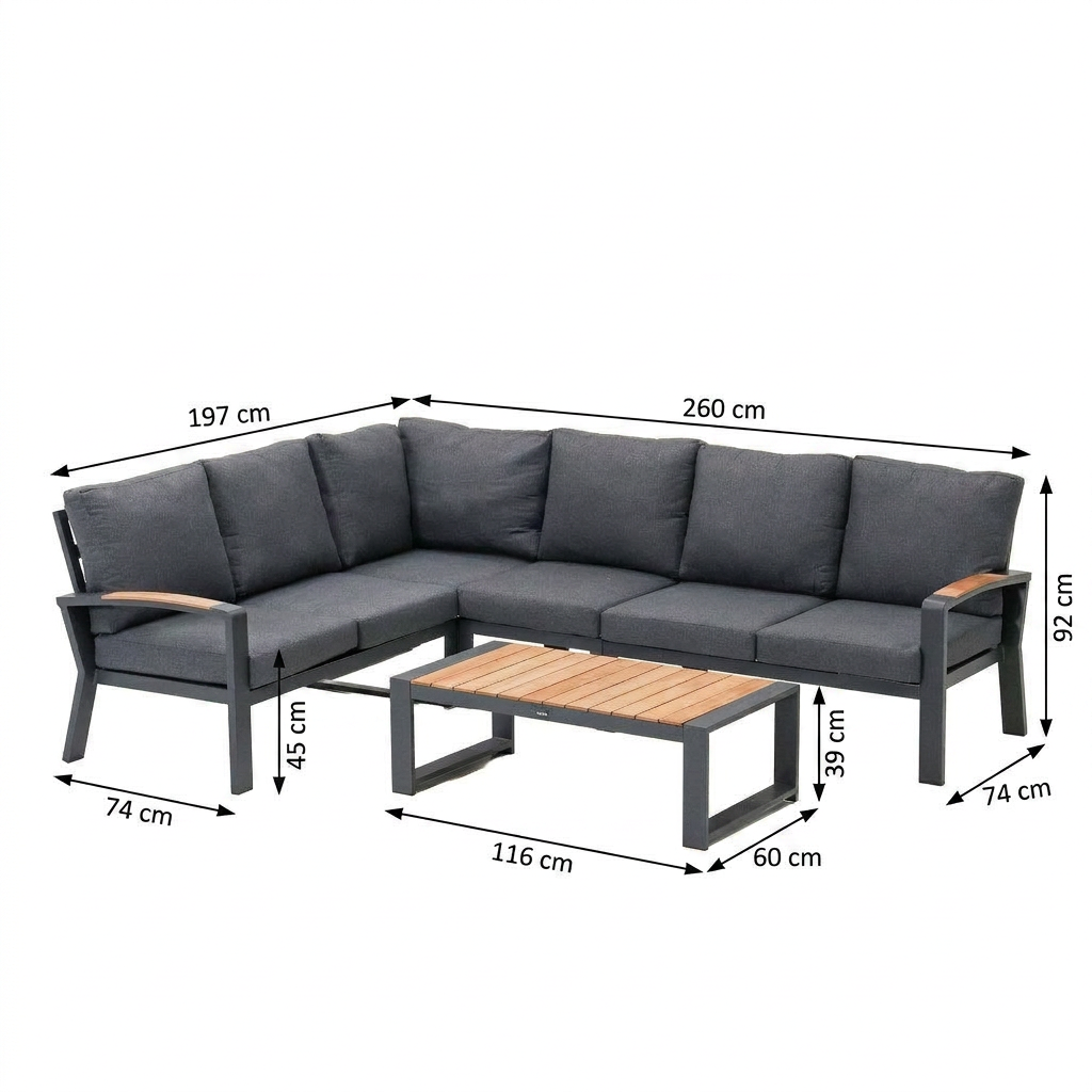 Loungeset Foxton - Antraciet - 6-zits Extra Loungeset Foxton - Antraciet - 6-zits Extra