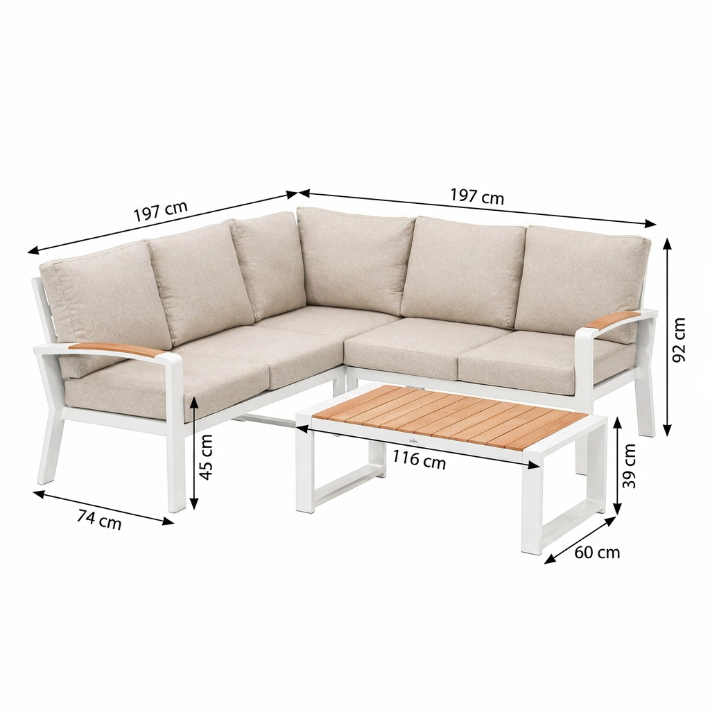 Loungeset Foxton - Wit - 5-zits Extra Loungeset Foxton - Wit - 5-zits Extra