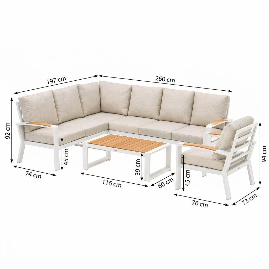 Loungeset Foxton - Wit - 7-zits Loungeset Foxton - Wit - 7-zits