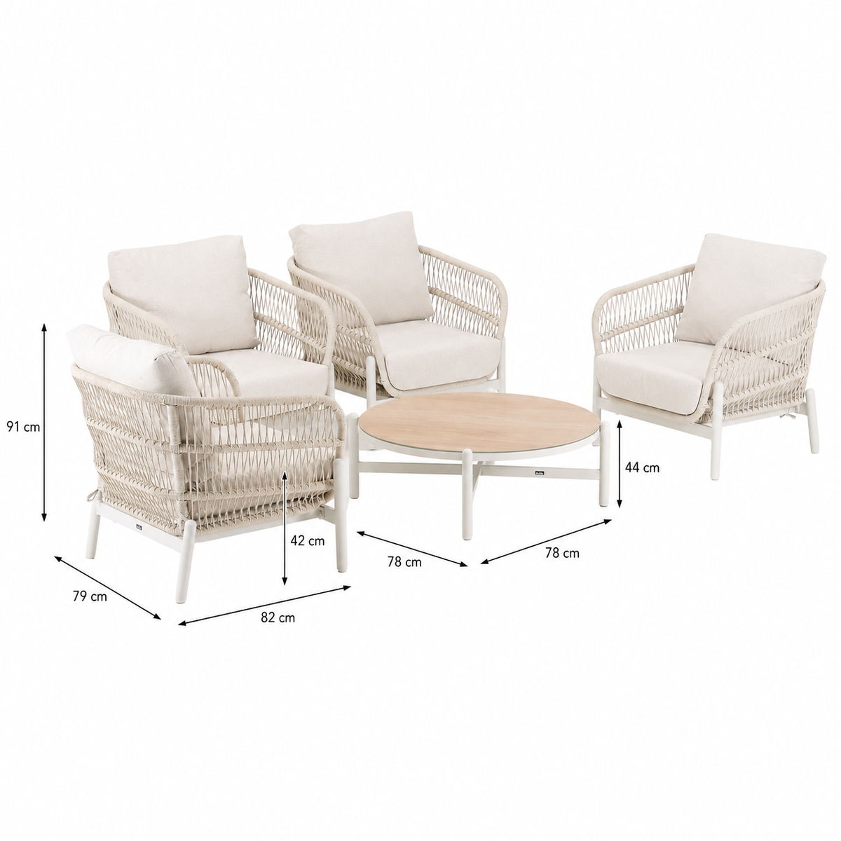 Bank-stoel Loungeset Frido - Crème - 4-zits Extra Bank-stoel Loungeset Frido - Crème - 4-zits Extra