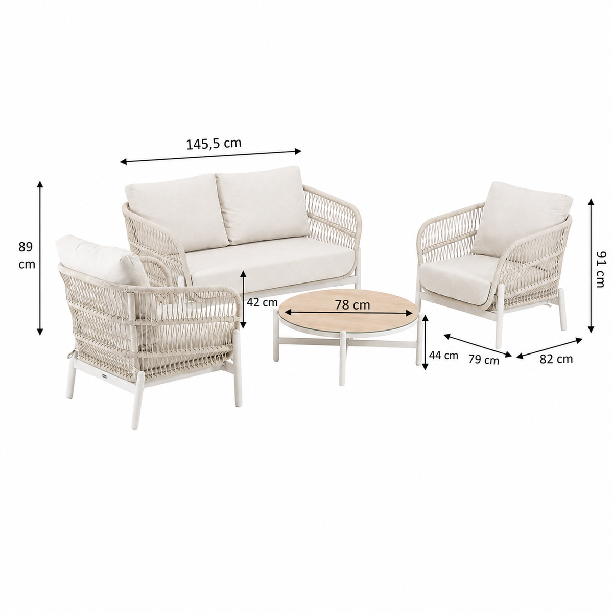 Bank-stoel Loungeset Frido - Crème - 4-zits Bank-stoel Loungeset Frido - Crème - 4-zits