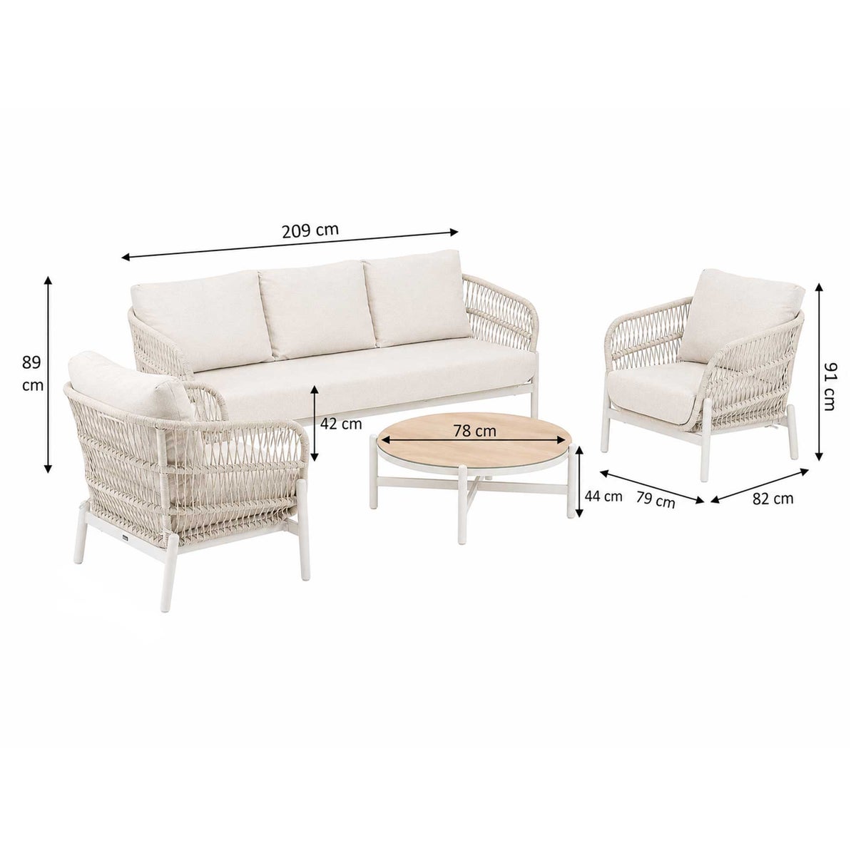 Bank-stoel Loungeset Frido - Crème - 5-zits Bank-stoel Loungeset Frido - Crème - 5-zits