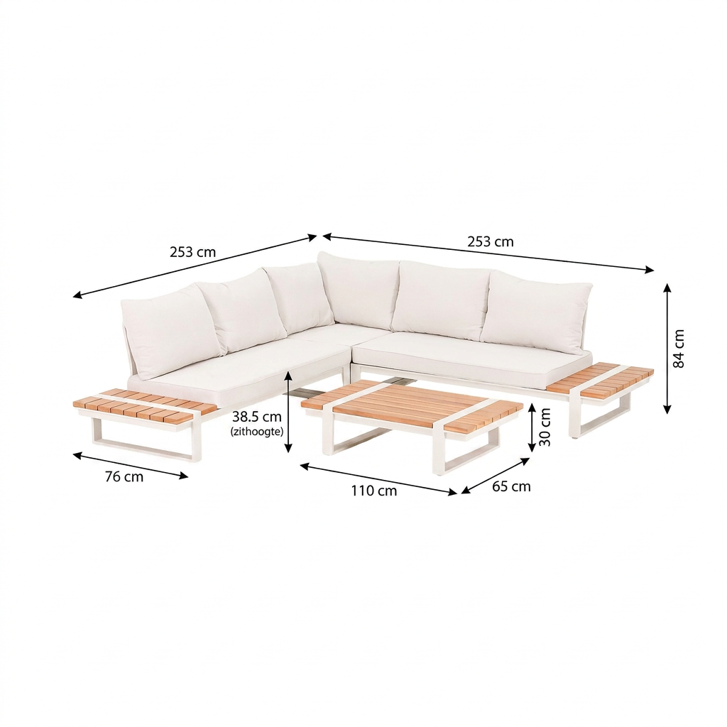 Loungeset Frullo - Crème - 5-zits Loungeset Frullo - Crème - 5-zits
