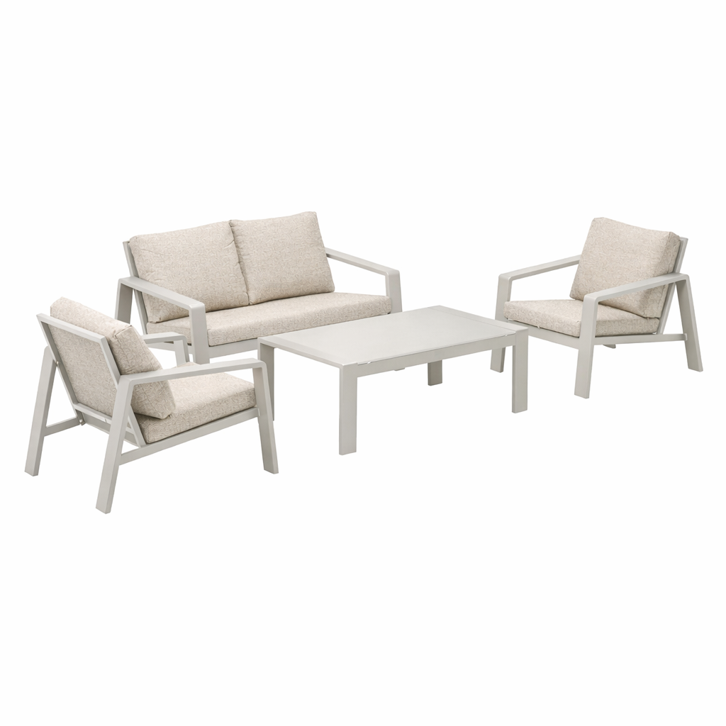 Bank-stoel Loungeset Libero - Milky Grey - 4-zits Extra Bank-stoel Loungeset Libero - Milky Grey - 4-zits Extra