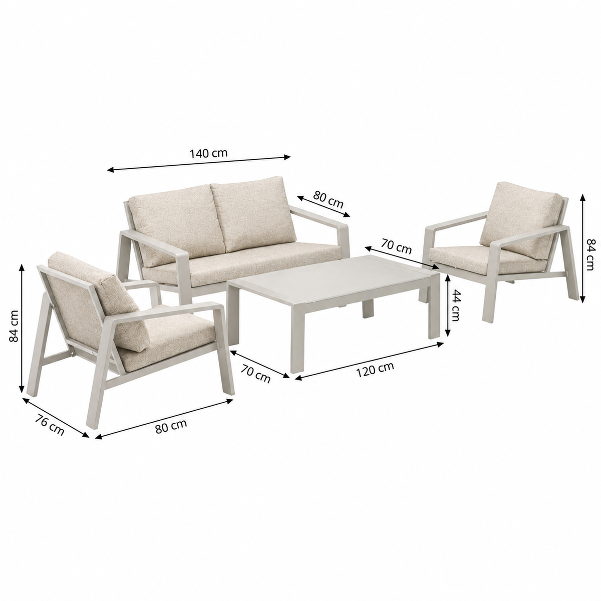 Bank-stoel Loungeset Libero - Milky Grey - 4-zits Extra Bank-stoel Loungeset Libero - Milky Grey - 4-zits Extra