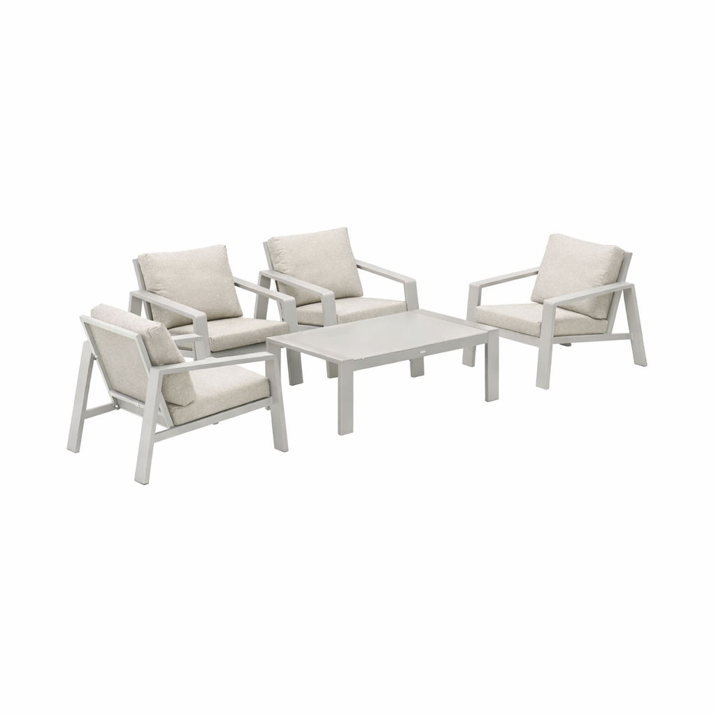 Bank-stoel Loungeset Libero - Milky Grey - 4-zits Bank-stoel Loungeset Libero - Milky Grey - 4-zits