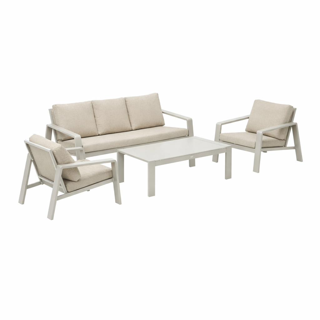 Bank-stoel Loungeset Libero - Milky Grey - 5-zits Bank-stoel Loungeset Libero - Milky Grey - 5-zits
