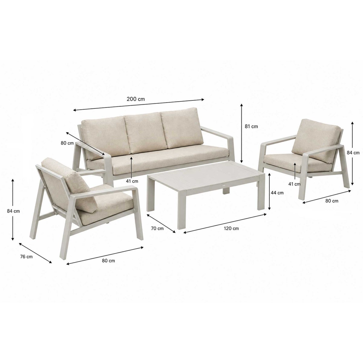 Bank-stoel Loungeset Libero - Milky Grey - 5-zits Bank-stoel Loungeset Libero - Milky Grey - 5-zits