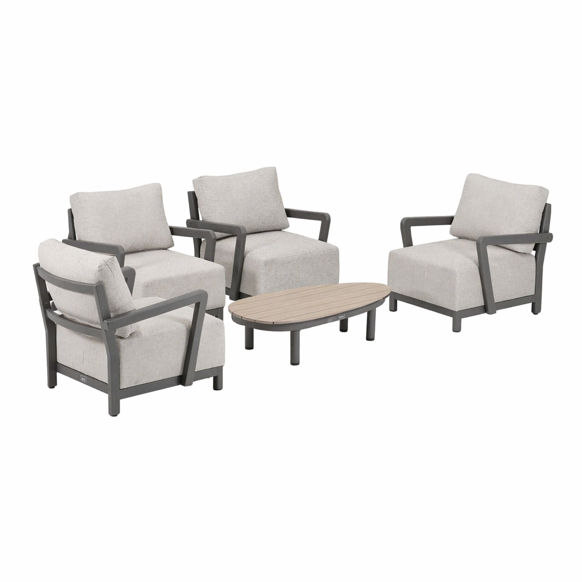 Bank-stoel Loungeset Longham - Antraciet - 4-zits Bank-stoel Loungeset Longham - Antraciet - 4-zits