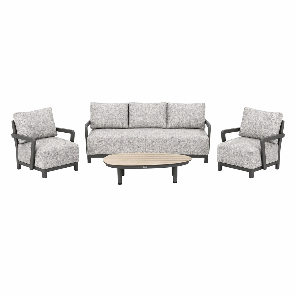 Bank-stoel Loungeset Longham - Antraciet - 5-zits Bank-stoel Loungeset Longham - Antraciet - 5-zits