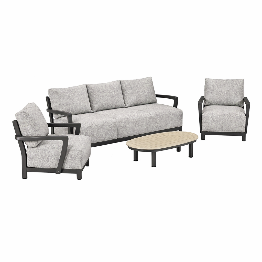 Bank-stoel Loungeset Longham - Antraciet - 5-zits Bank-stoel Loungeset Longham - Antraciet - 5-zits