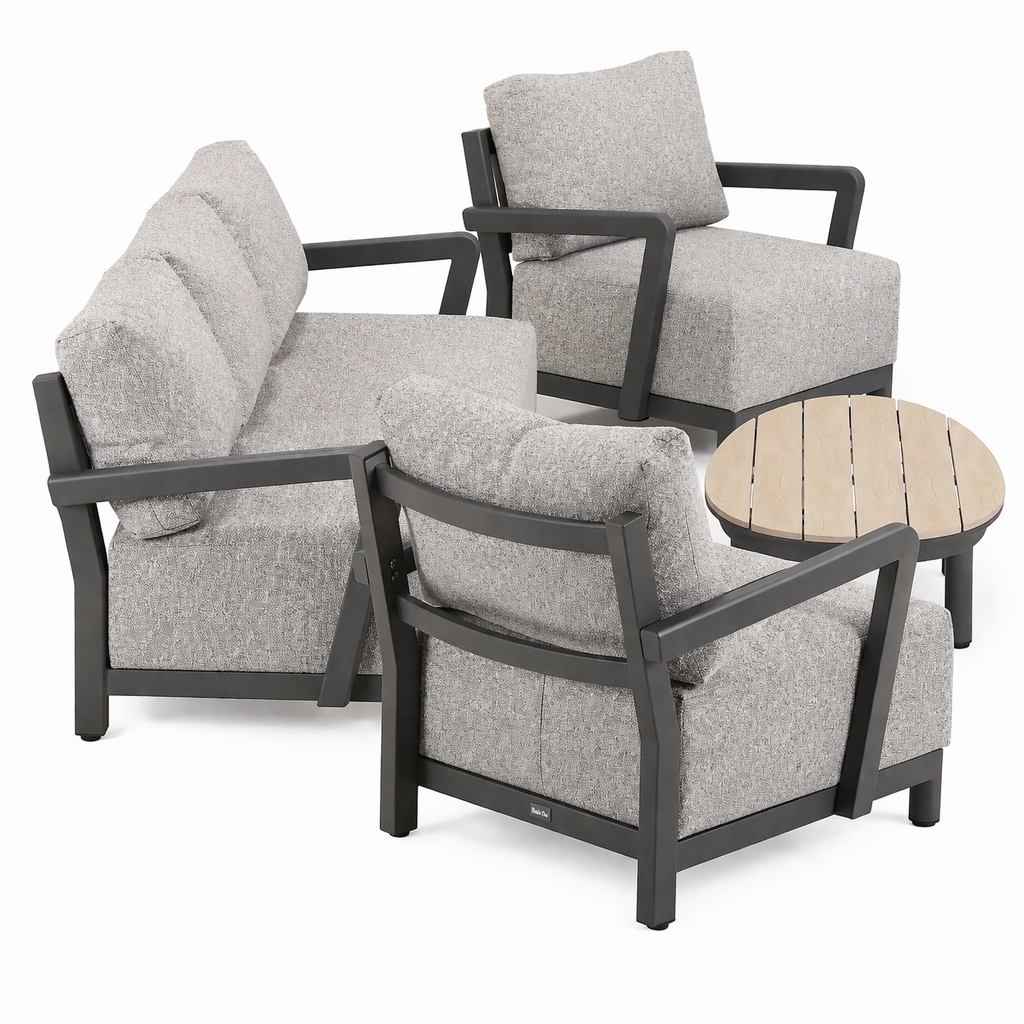 Bank-stoel Loungeset Longham - Antraciet - 5-zits Bank-stoel Loungeset Longham - Antraciet - 5-zits
