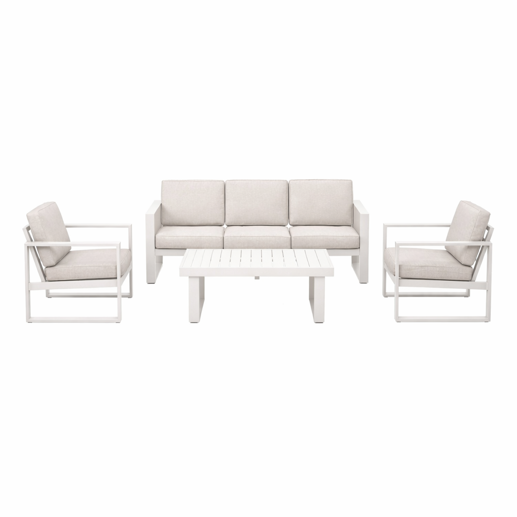 Bank-stoel Loungeset Lucito - Crème - 5-zits Bank-stoel Loungeset Lucito - Crème - 5-zits