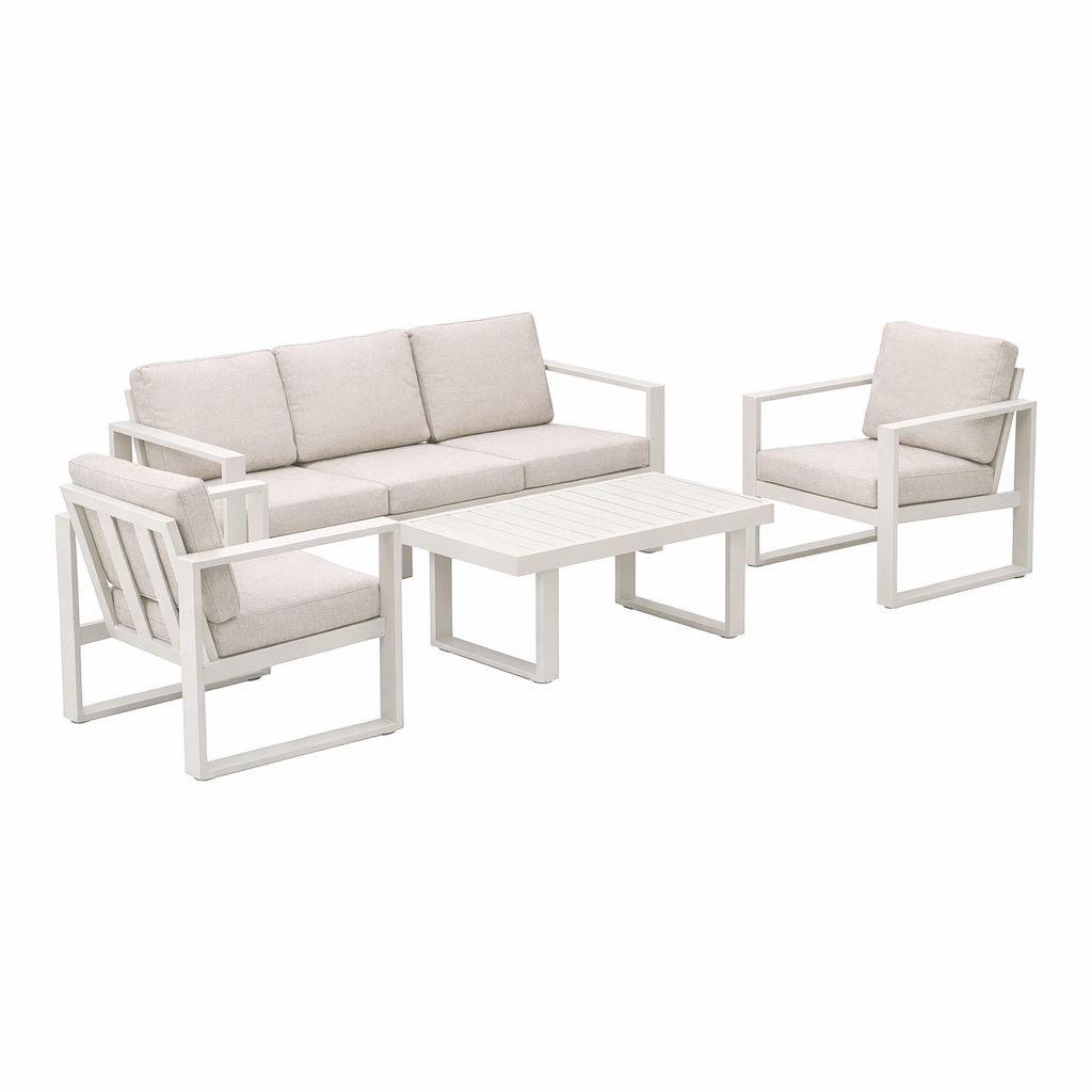 Bank-stoel Loungeset Lucito - Crème - 5-zits Bank-stoel Loungeset Lucito - Crème - 5-zits