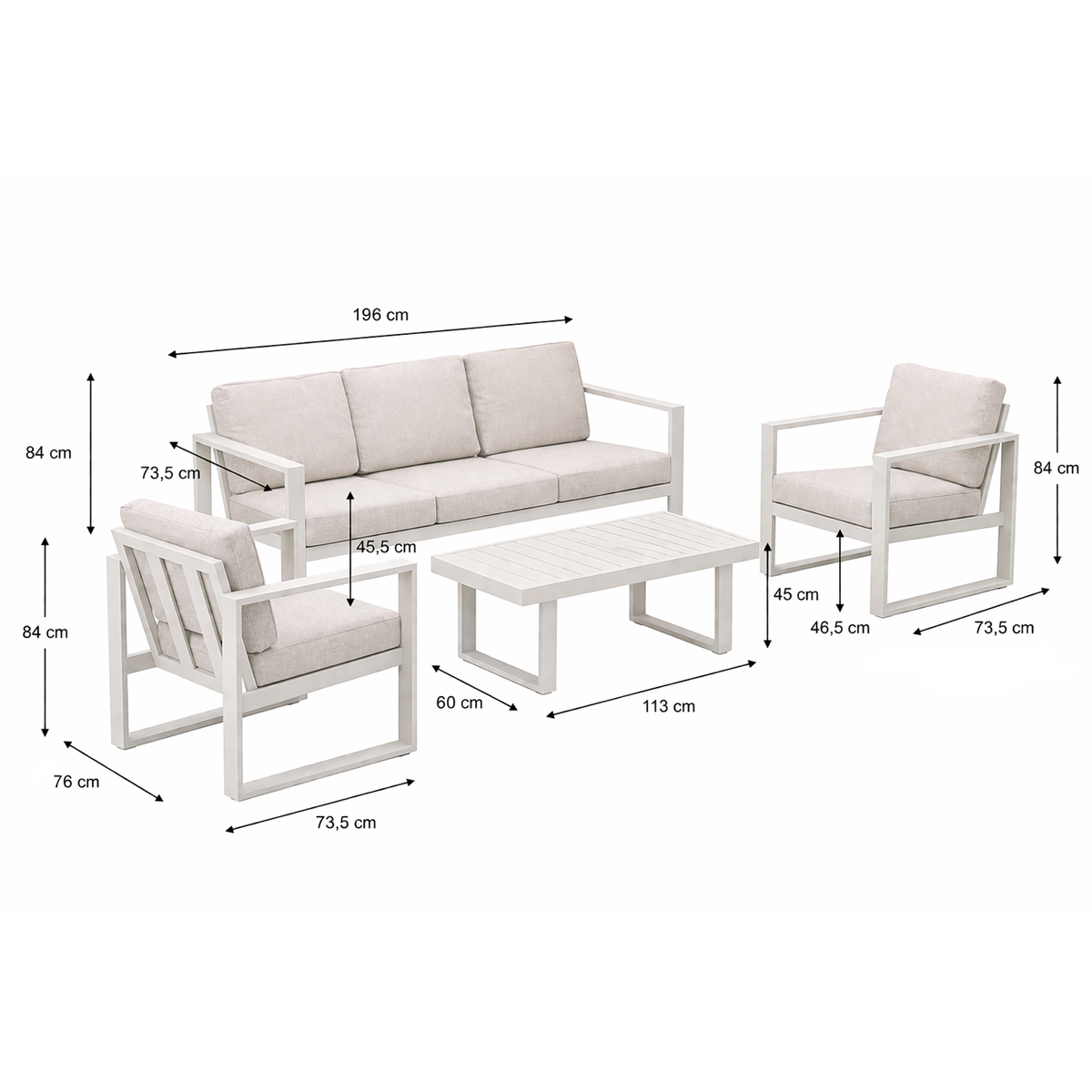 Bank-stoel Loungeset Lucito - Crème - 5-zits Bank-stoel Loungeset Lucito - Crème - 5-zits
