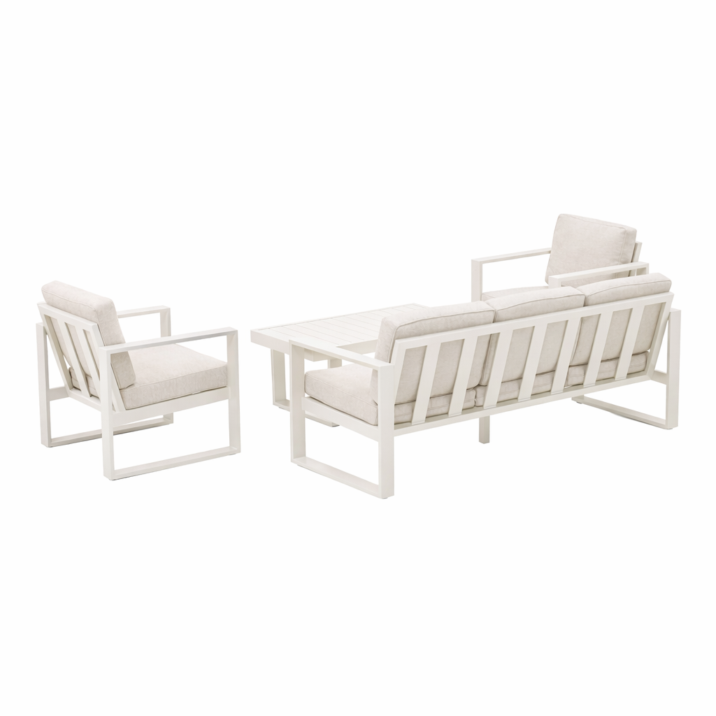 Bank-stoel Loungeset Lucito - Crème - 5-zits Bank-stoel Loungeset Lucito - Crème - 5-zits
