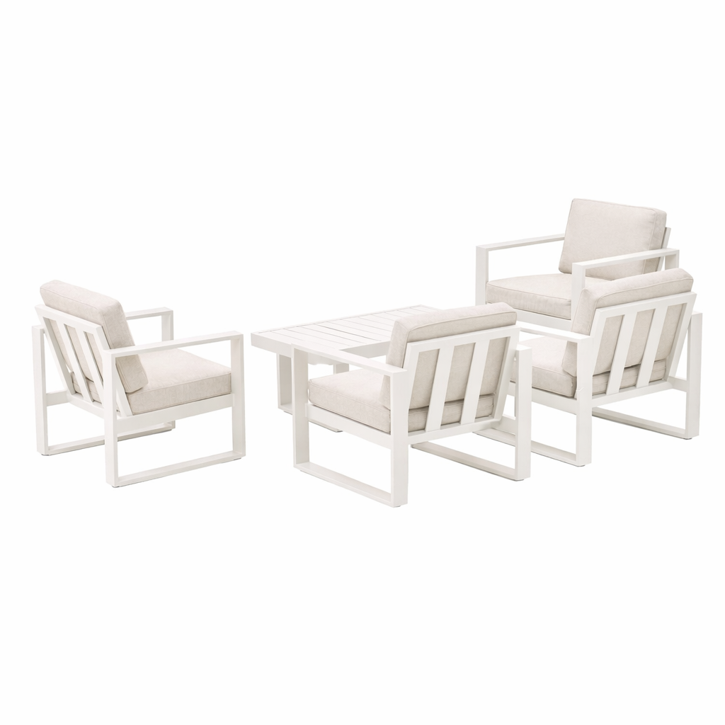 Bank-stoel Loungeset Lucito - Crème - 4-zits Bank-stoel Loungeset Lucito - Crème - 4-zits