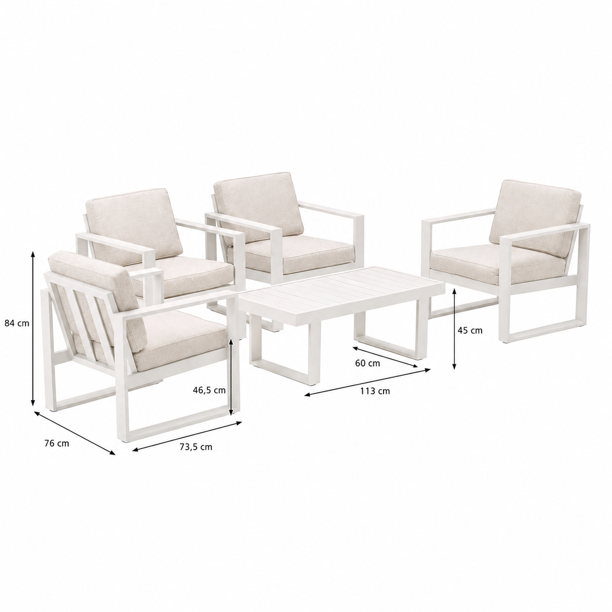 Bank-stoel Loungeset Lucito - Crème - 4-zits Bank-stoel Loungeset Lucito - Crème - 4-zits