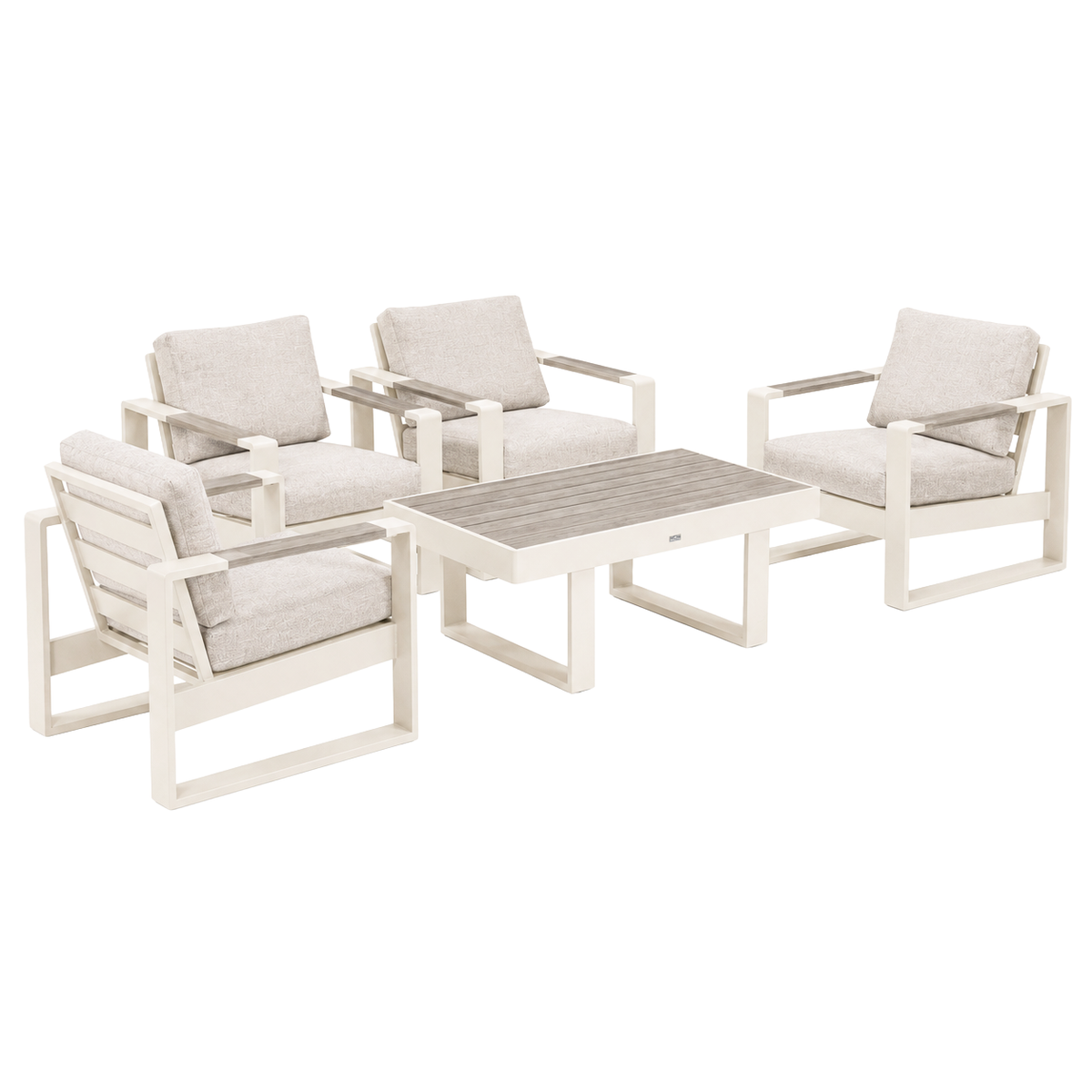 Bank-stoel Loungeset Malviza - Creme - 4-zits Extra Bank-stoel Loungeset Malviza - Creme - 4-zits Extra