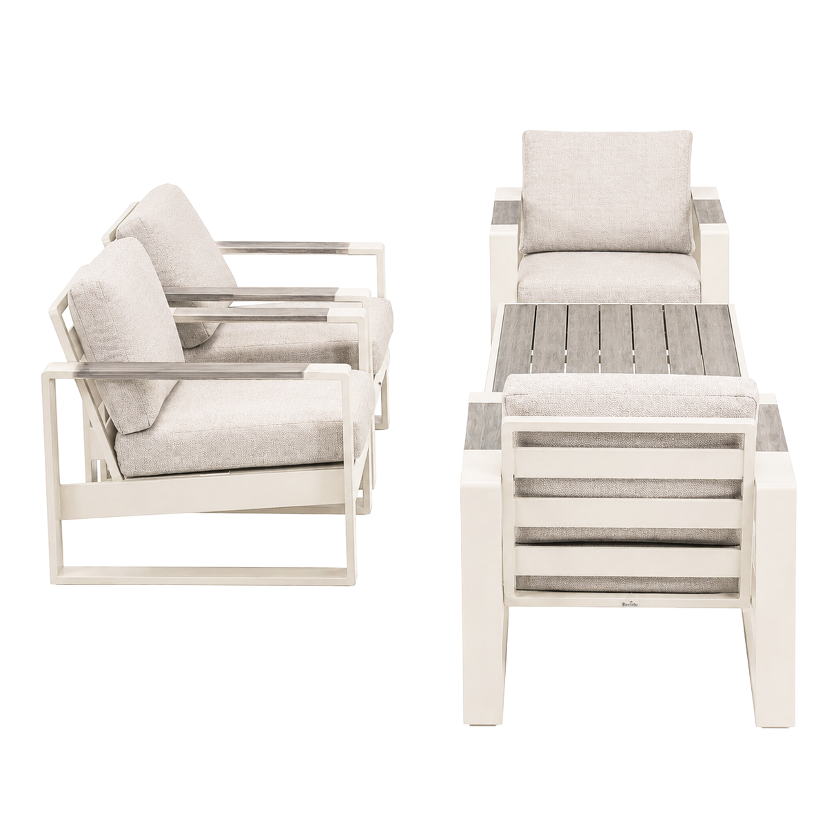 Bank-stoel Loungeset Malviza - Creme - 4-zits Extra Bank-stoel Loungeset Malviza - Creme - 4-zits Extra