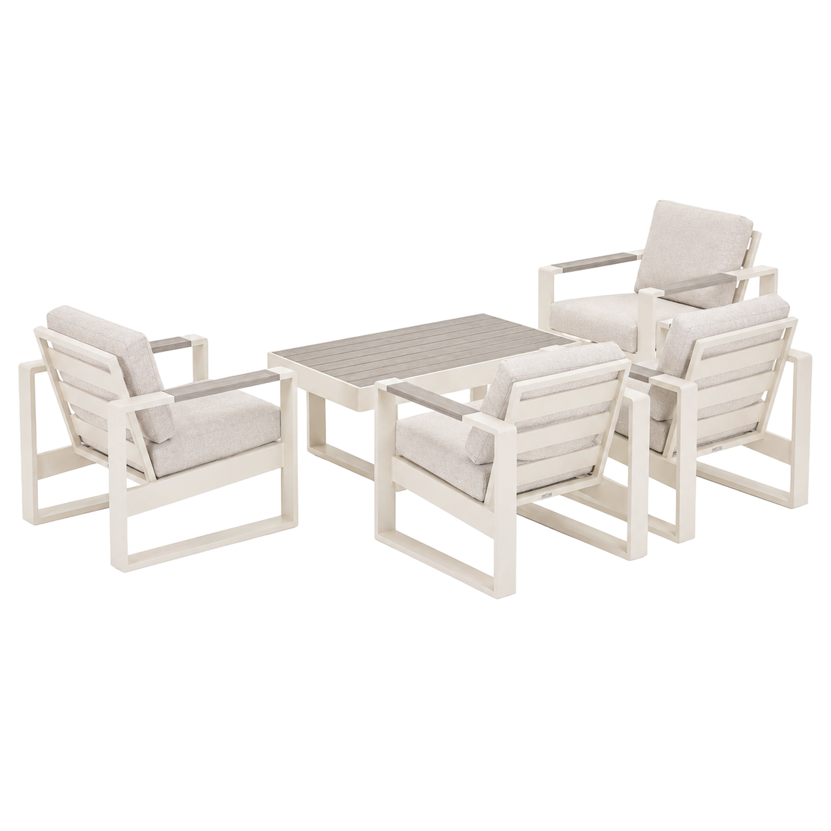 Bank-stoel Loungeset Malviza - Creme - 4-zits Extra Bank-stoel Loungeset Malviza - Creme - 4-zits Extra