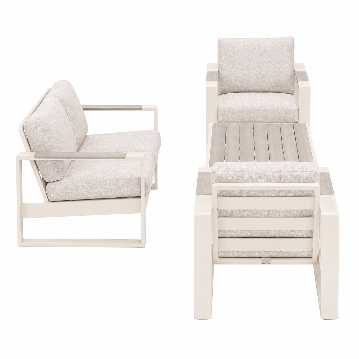 Bank-stoel Loungeset Malviza - Creme - 4-zits Bank-stoel Loungeset Malviza - Creme - 4-zits